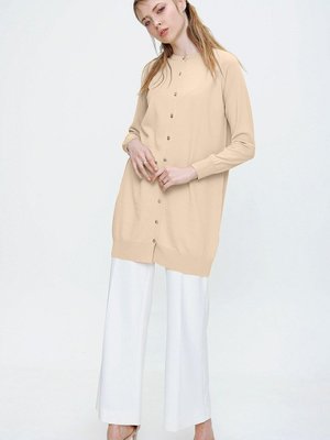 Merserize Triko Hırka Orta Boy H Bej