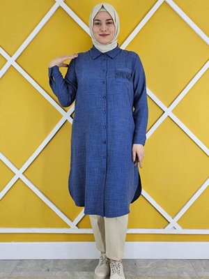 Kadın Cebi Püskül Detaylı Tesettür Gömlek