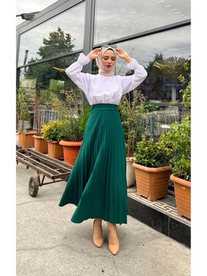 Piliseli Kloş Kalıp,(s M L Xl Beden Aralığında),zümrüt Yeşili Skuba Krep Etek Piliseli Kloş Kalıp,(s M L Xl Beden Aralığında),zümrüt Yeşili Skuba Krep Etek