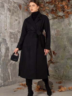 Siyah Kuşaklı Kaşe Kaban