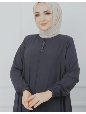 Giyim Krep Kumaş Mevlana Ferace Gri Renk