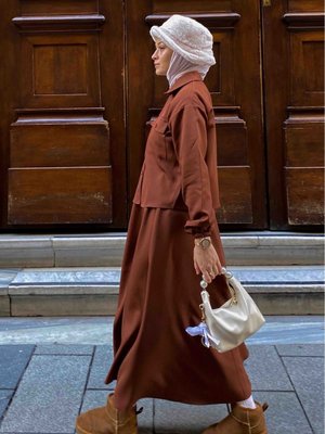 Efsane Dabıl Etekli Takım Kahverengi