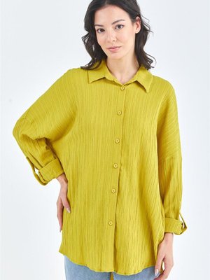 Kendinden Dokulu Apoletli Yeşil Gömlek Kendinden Dokulu Apoletli Yeşil Gömlek