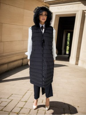 Siyah Kapuşonlu Şişme Yelek