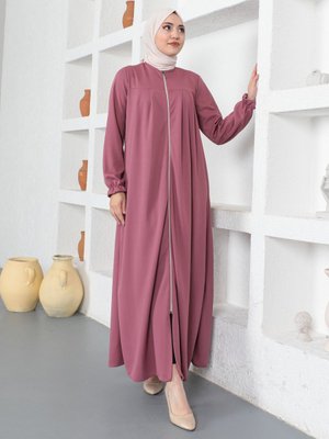 Gül Kurusu Fermuarlı Ferace