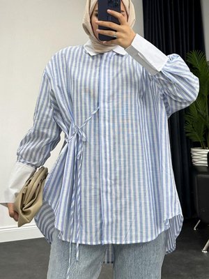 Tulip Çizgili Gömlek Mavi