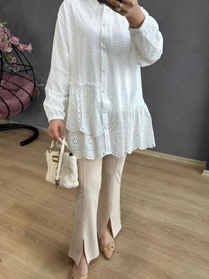 Fırfırlı Fisto Tunik Beyaz