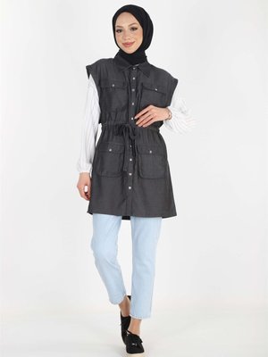 Cepli Denim Yelek Cepli Denim Yelek