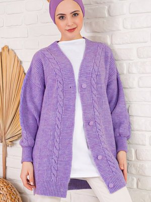 Triko Hırka Koyu Lila