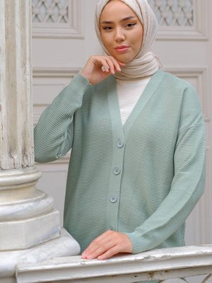 Düğmeli Triko Hırka Mint Düğmeli Triko Hırka Mint