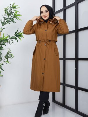 Içi Kürklü Apolet Cepli Su Ve Rüzgar Geçirmez Mont Kaban Taba