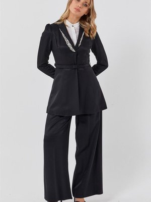 Taş Işlemeli Kruvaze Siyah Takım Taş Işlemeli Kruvaze Siyah Takım