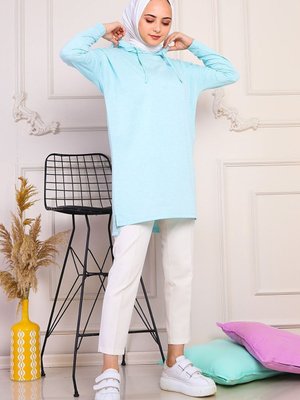 Kapüşonlu Sweat Turkuaz Kapüşonlu Sweat Turkuaz