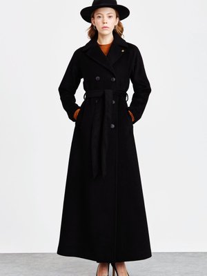 Kruvaze Kaşe Manto Siyah