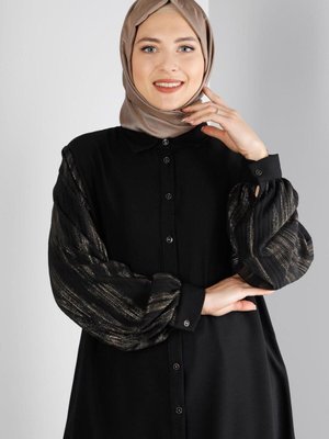 Düğmeli Balon Kol Tunik