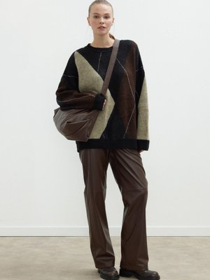 Deri Palazzo Paça Pantolon Acı Kahve Deri Palazzo Paça Pantolon Acı Kahve