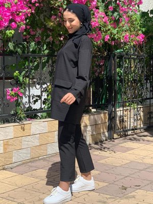 Siyah Rosalie Waffle Takım Siyah Rosalie Waffle Takım