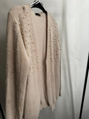 İncili Uzun Tüylü Ceket Hırka