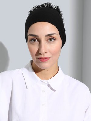 Dikişsiz Fırfırlı Bone Siyah Sim Dikişsiz Fırfırlı Bone Siyah Sim