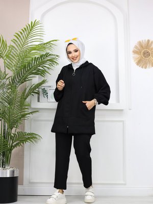 Kanguru Cepli İthal Double Kumaş Kapüşonlu İkili Eşofman Takımı