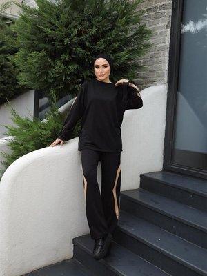 Kolları Bağıcıklı İkili Takımı Siyah Camel Kolları Bağıcıklı İkili Takımı Siyah Camel