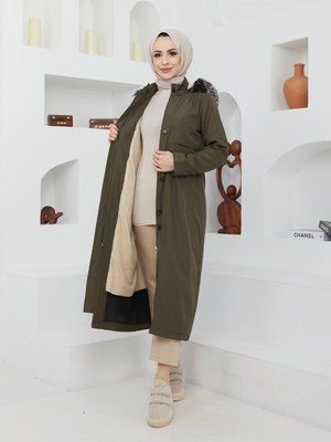 Içi Tam Kürklü Su Ve Rüzgar Geçirmez Büyük Beden Mont