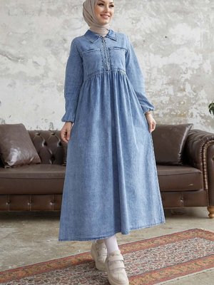 Daniel Çift Cep Kot Elbise Açık Mavi