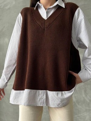 Süveterli Gömlek Kahve