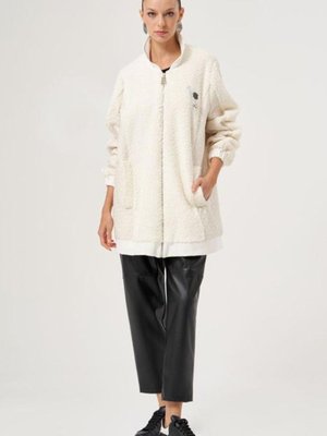 Peluş Kap Ceket Ekru