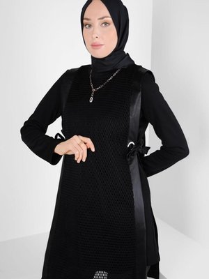 File Detaylı Yelekli Tunik