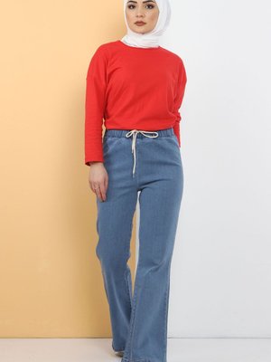 Ispanyol Paça Kot Pantolon Açık Mavi Ispanyol Paça Kot Pantolon Açık Mavi