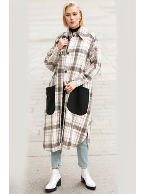 Bej 4005a Ekose Desenli Düğmeli Kaban Bej 4005a Ekose Desenli Düğmeli Kaban