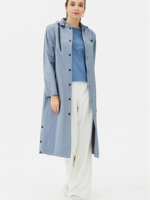 Kapüşonlu Çıt Kapamalı Gri Kap