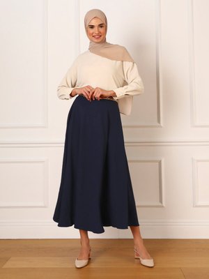 Lacivert Aerobin Beli Lastikli Kloş Etek