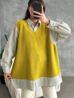 Süveterli Gömlek Yağyeşili