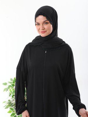 Dantelli Başörtülü Fermuarlı Bilekleri Lastikli Kayma Yapmaz Namaz Elbisesi Dantelli Başörtülü Fermuarlı Bilekleri Lastikli Kayma Yapmaz Namaz Elbisesi