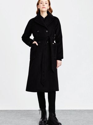 Kruvaze Kaşe Kaban Siyah