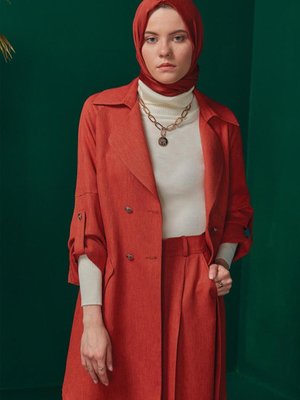 Kuşaklı Düğmeli Ceket