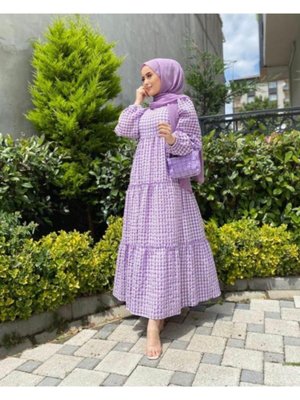 Yazlık Tesettur Gofre Elbise