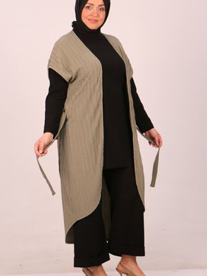 Nefti Büyük Beden Düşük Kol Bürümcük Yelek