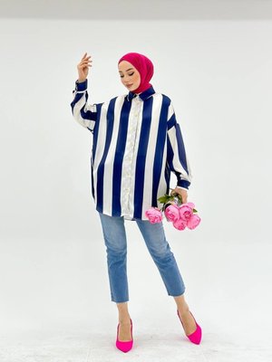 Çizgili Saten Gömlek