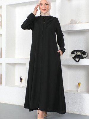 Üçgen Çizgili Ferace Siyah