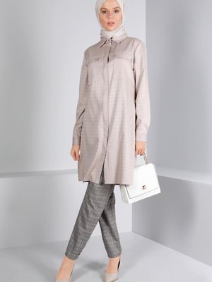 Kazayağı Dokulu Cepli Tunik