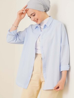 Oversize Basic Gömlek Buz Mavisi Oversize Basic Gömlek Buz Mavisi