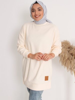 Ekru Sweatshirt Pamuklu Ekru Sweatshirt Pamuklu