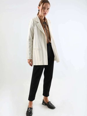 Fleto Cepli Keten Ceket Siyah Fleto Cepli Keten Ceket Siyah