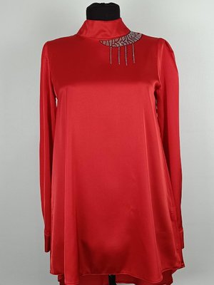 Taş Detaylı Kısa Bluz Kırmızı Taş Detaylı Kısa Bluz Kırmızı