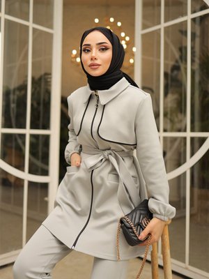 Biye Detaylı Scuba Takım Gri