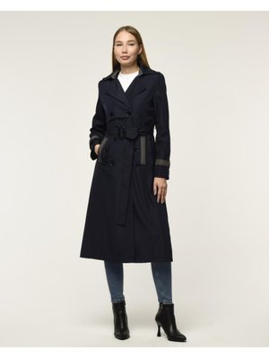 Lacivert İki Renkli Astarlı Trençkot