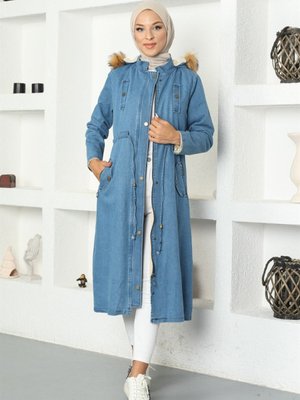 Fermuar Detaylı Kot Açık Mont